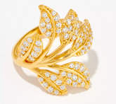 Diamonique Gold Clad SS Blooming Leaf Pave Cz Ring Size 9